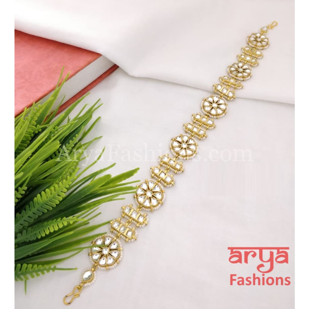 Gold Plated Kundan Headband / Sheeshphool , popular Indian Jewelry, Sabyasachi jewelry