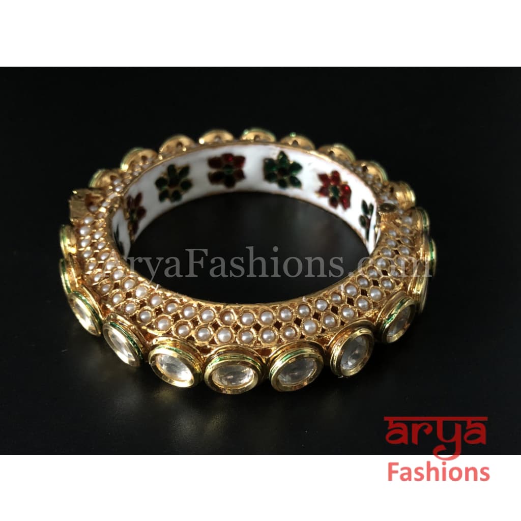 2.6,2.8 Kundan Bracelet Kada with Colorful Meenakari