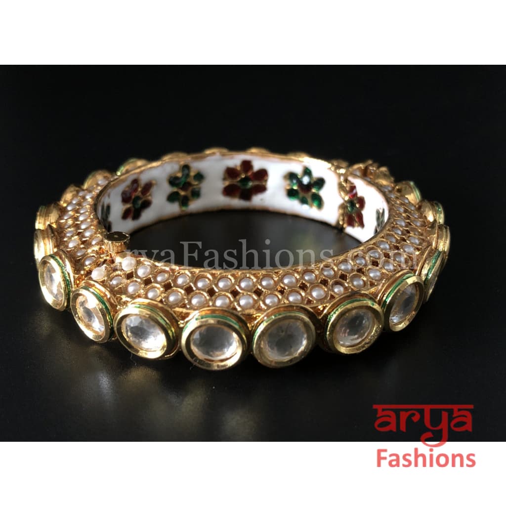 2.6,2.8 Kundan Bracelet Kada with Colorful Meenakari