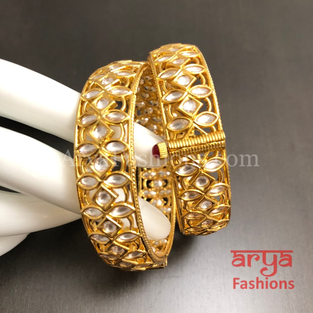 Amisha Pacchi Kundan Kada/Openable Bangles