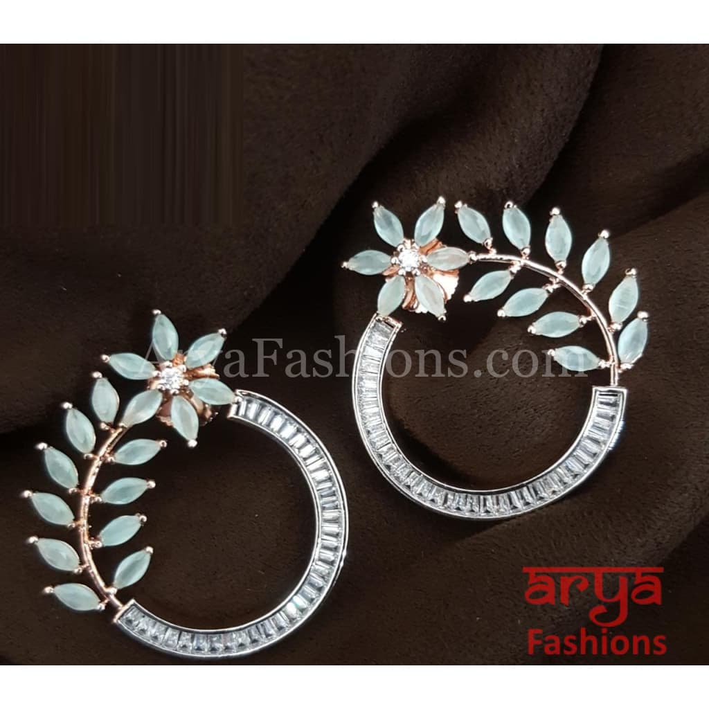 Astha Round Leaf CZ Studs/ Fusion Studs/Contemporary Studs