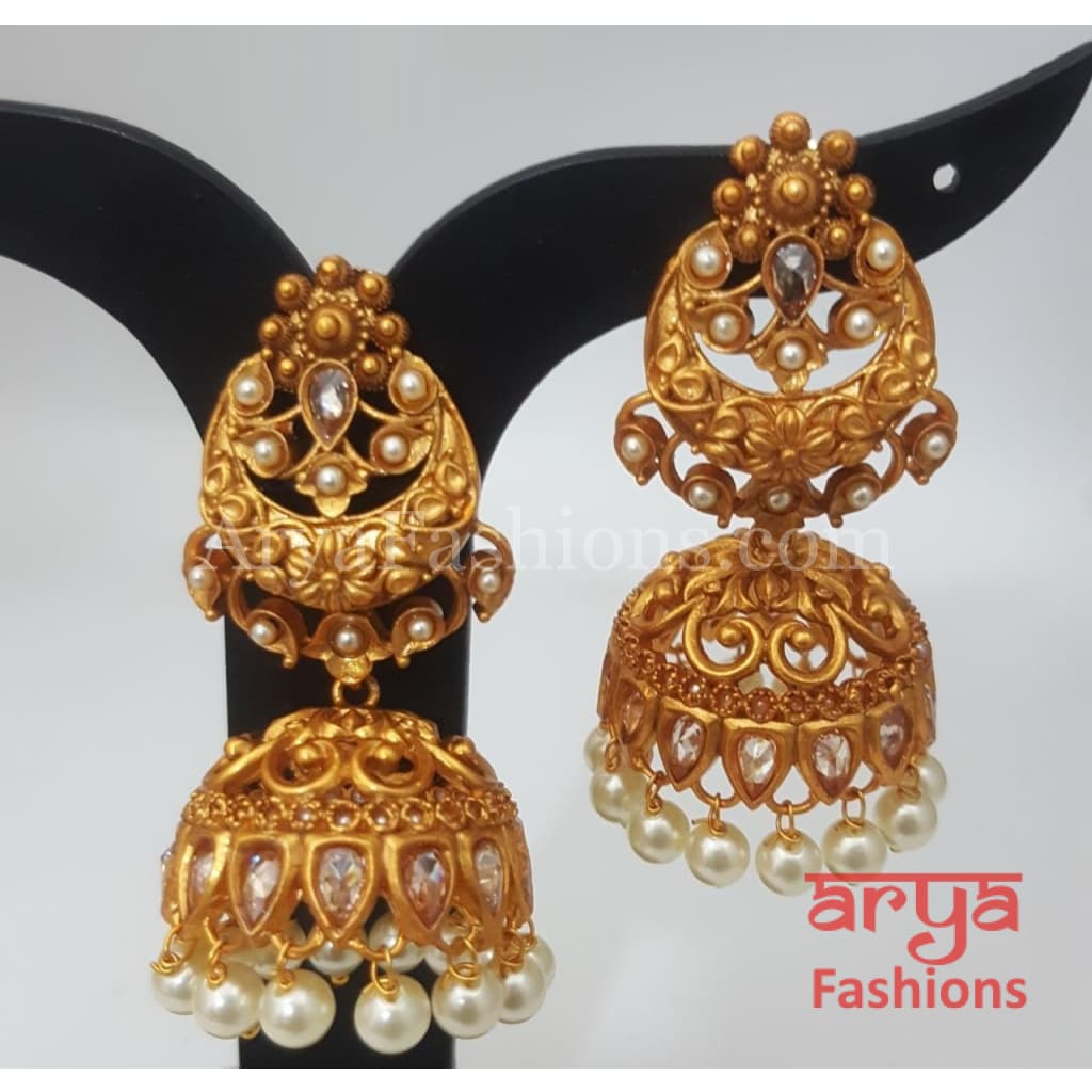 RUBY GOLD LOOK ANTIQUE FINISH BIG STUDS – Sanvi Jewels