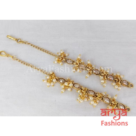 Golden Kundan Ear Chain/Earring Extension