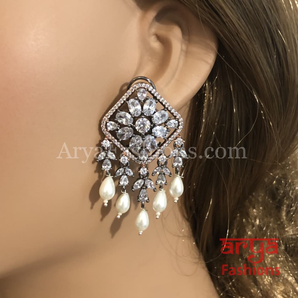 Ira Victorian Rose Gold Cubic Zirconia Stud Earrings