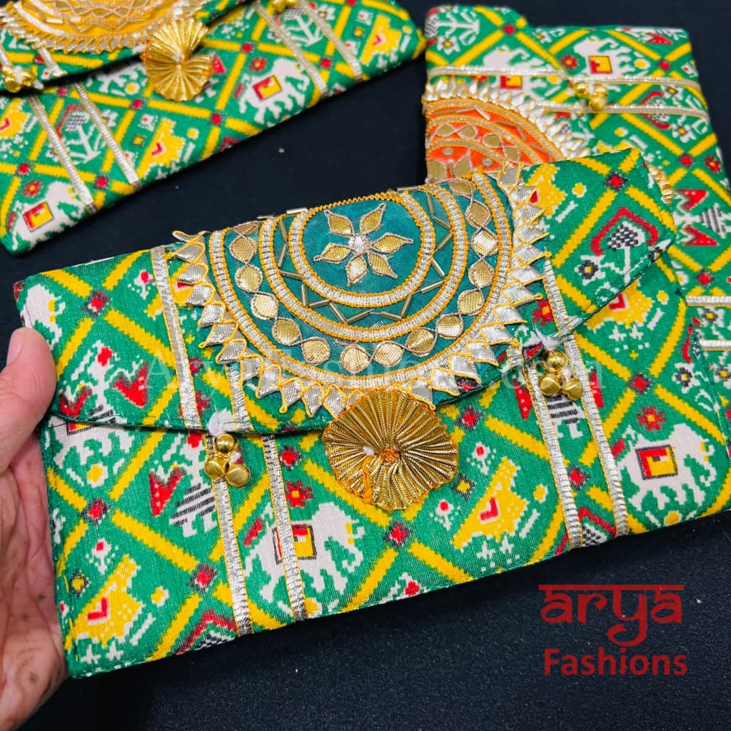 Jaipuri Bandhani Clutch Bag/ Designer Embroidered Purse