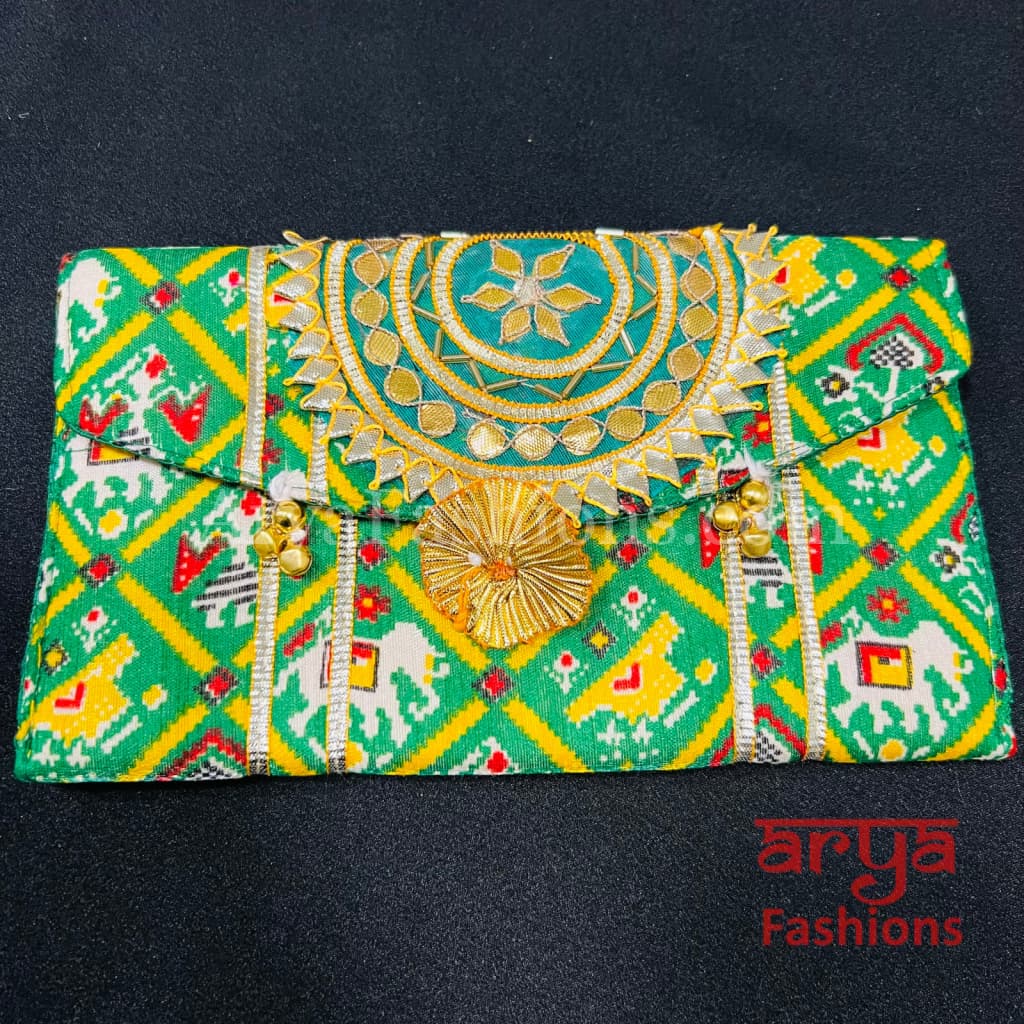 Jaipuri Bandhani Clutch Bag/ Designer Embroidered Purse