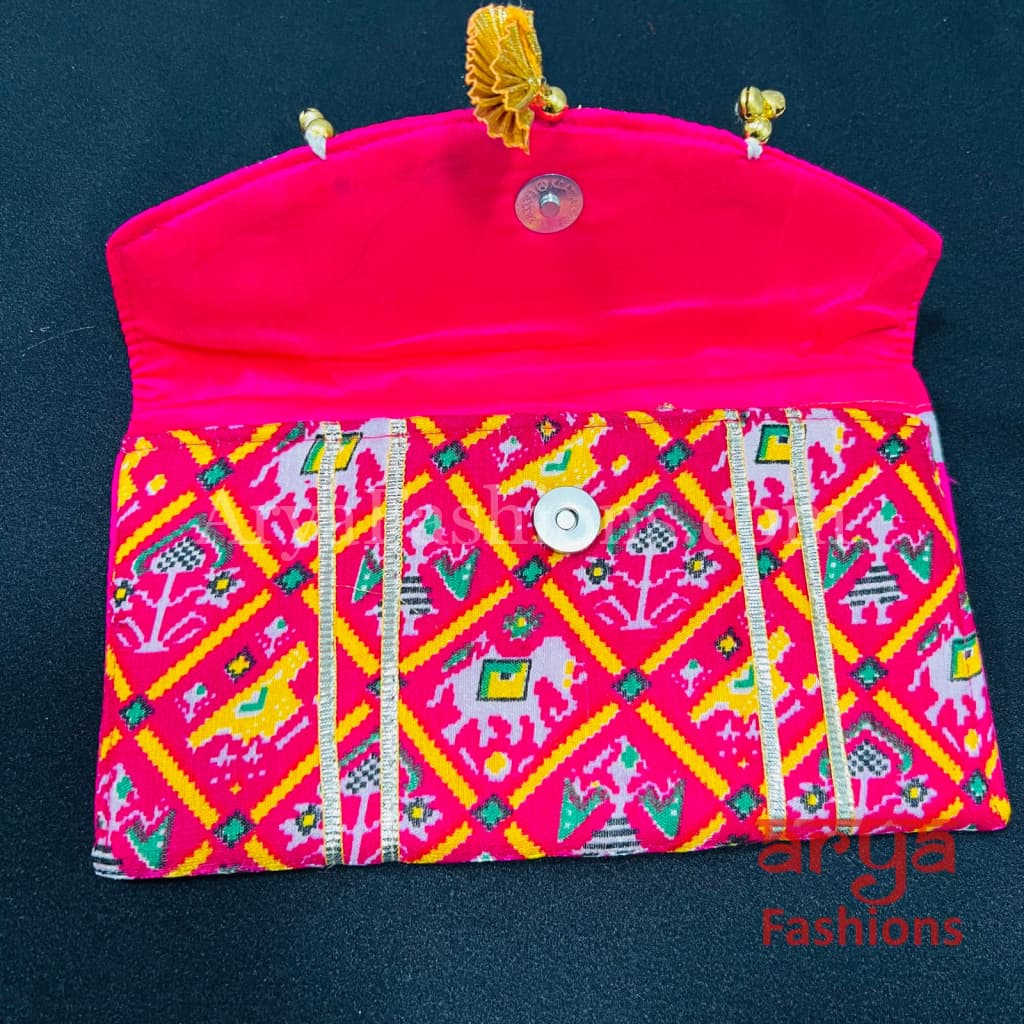 Jaipuri Bandhani Clutch Bag/ Designer Embroidered Purse