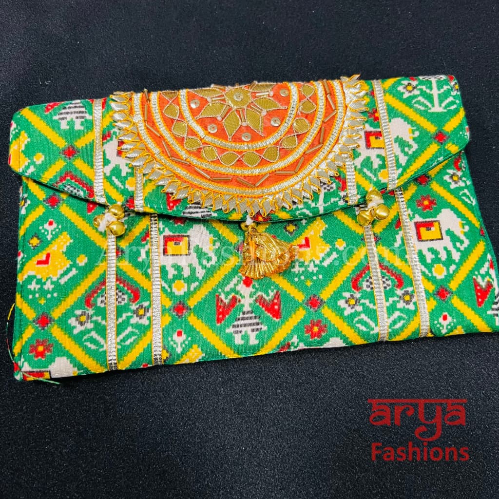 Jaipuri Bandhani Clutch Bag/ Designer Embroidered Purse