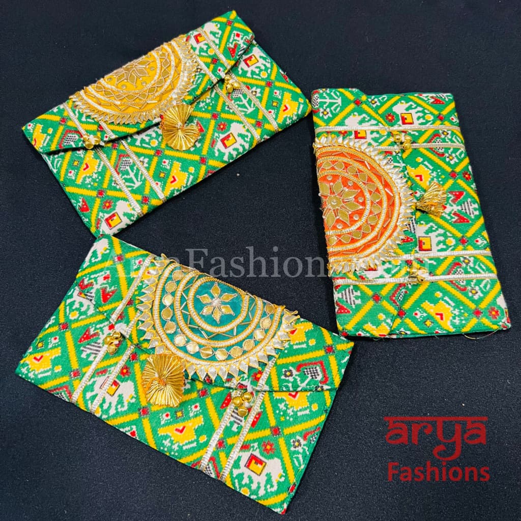 Jaipuri Bandhani Clutch Bag/ Designer Embroidered Purse