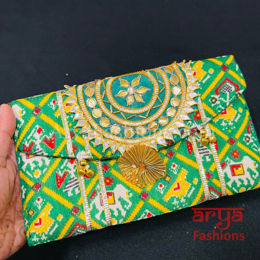 Jaipuri Bandhani Clutch Bag/ Designer Embroidered Purse