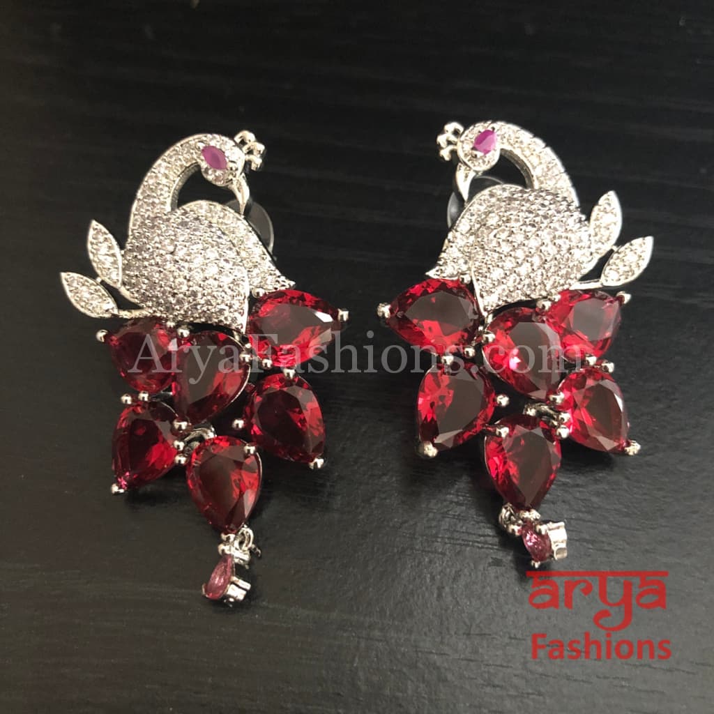 Peacock CZ Cocktail Earrings