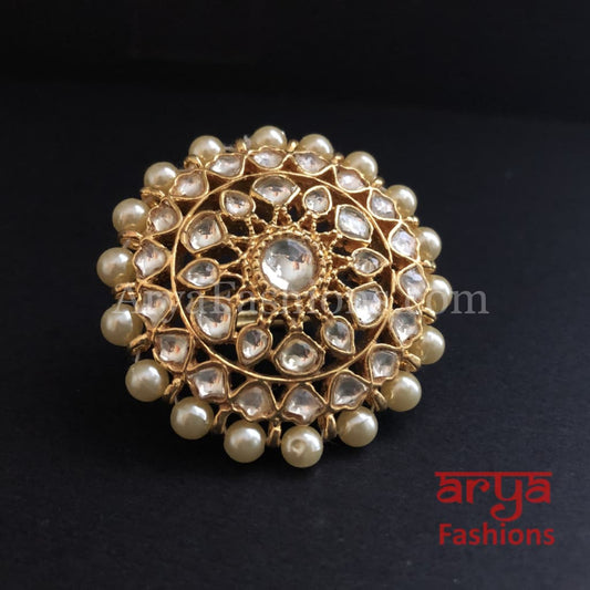 Rajwadi Kundan Jadau Bridal Ring/ Bollywood Statement Ring