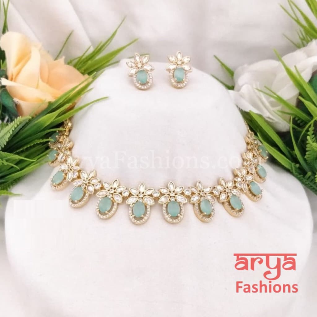 Rani Designer Kundan Necklace with CZ Stones