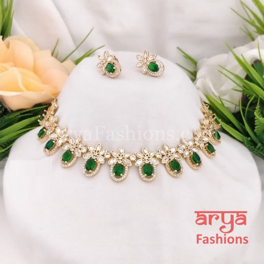 Rani Designer Kundan Necklace with CZ Stones