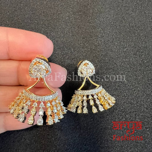 Small Golden CZ Jhumki Stud