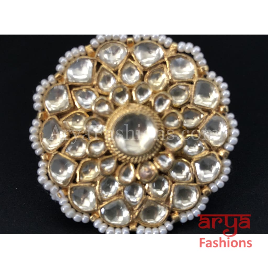 Beautiful Kundan Golden Ring