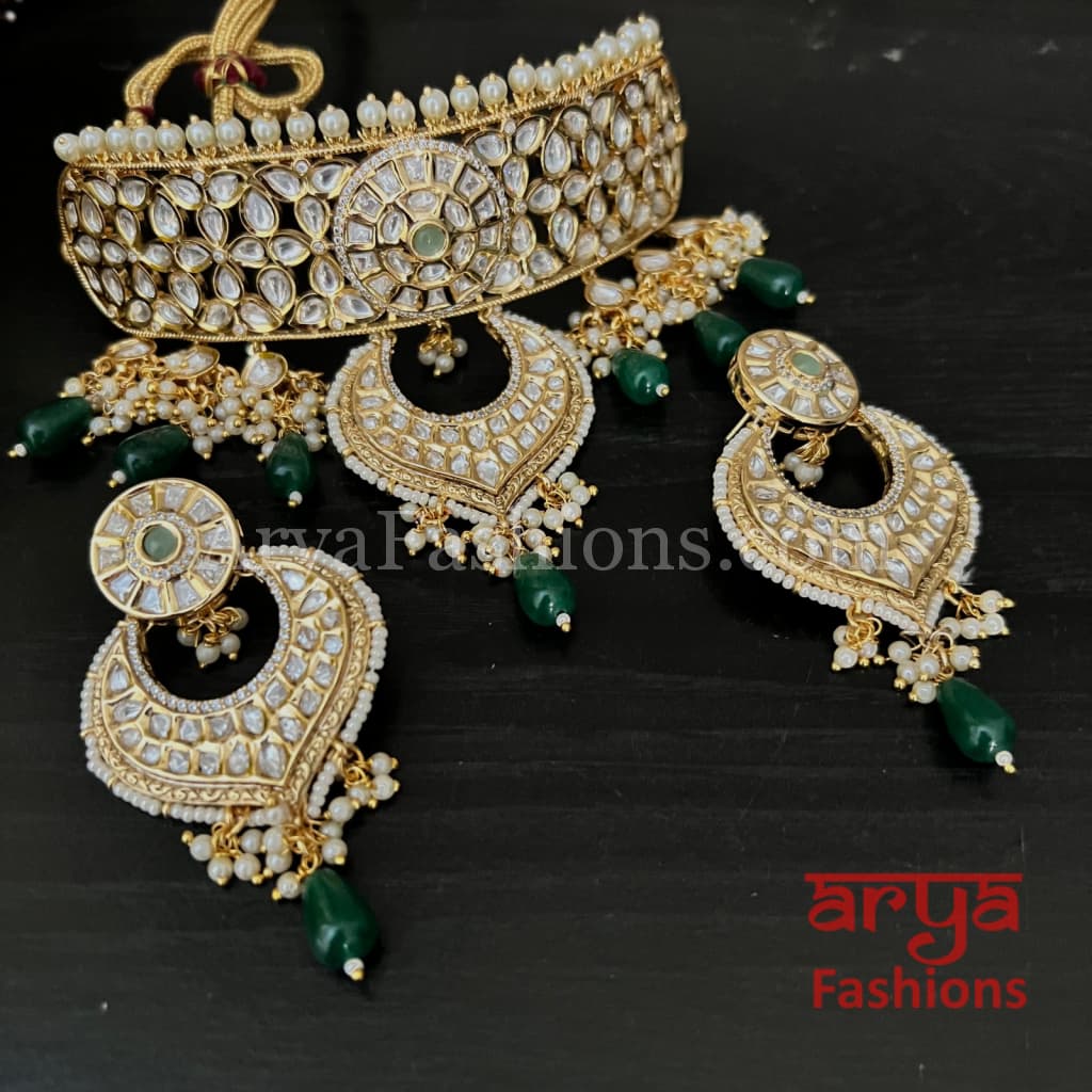 Amazon.com: Priyaasi Kundan Indian Jewelry Set for Women | Gold-Plated |  Minimal Studded Design | Classic Round Link Pattern | Indian Bridal Jewelry  Set | Brass Metal | Bridesmaid Jewelry Set: Clothing, Shoes & Jewelry