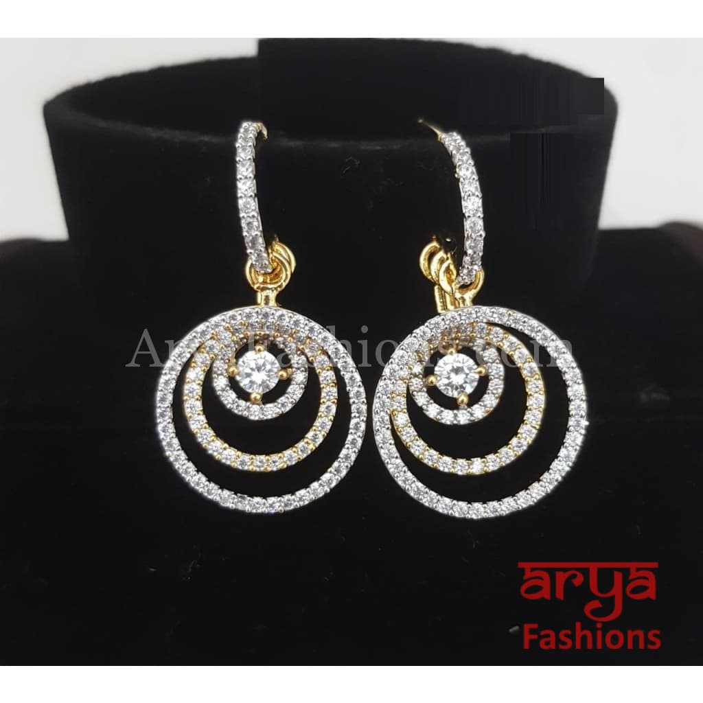 Cubic Zirconia Dangle Earrings with Silver CZ Stones