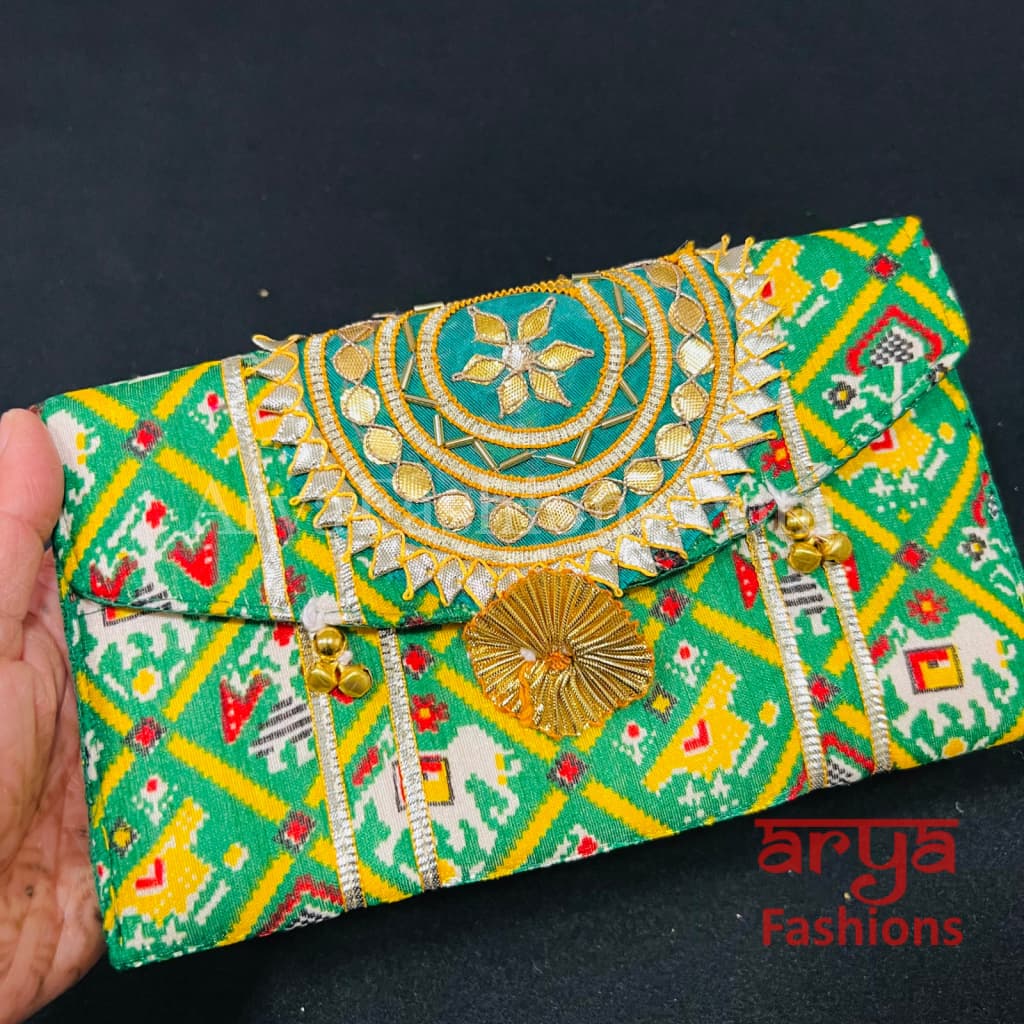 Beautiful Brown Leather Clutch Purse with Floral Embroidery | Sparkling  Gemstones Clutch Purse | Indian Designer clutch bag | Evening Clutch -  Zardouzee