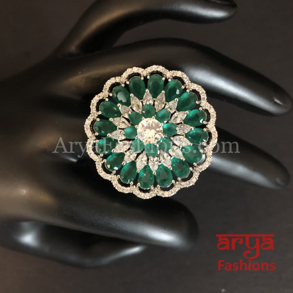 Naavi Cubic Zirconia Statement Victorian Cocktail Ring