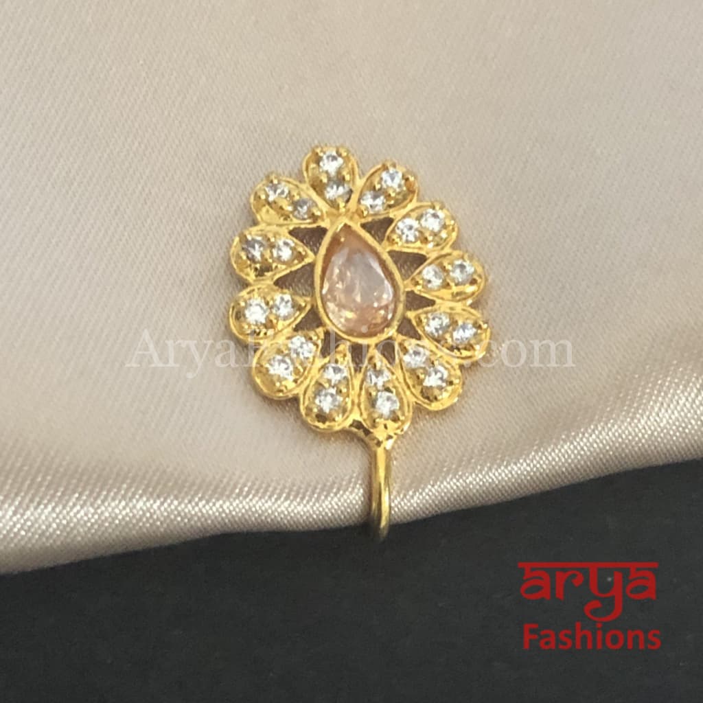 Ritvi Priya Kundan Nose Ring/Nath - Ritvi Jewels | The art of Jewels