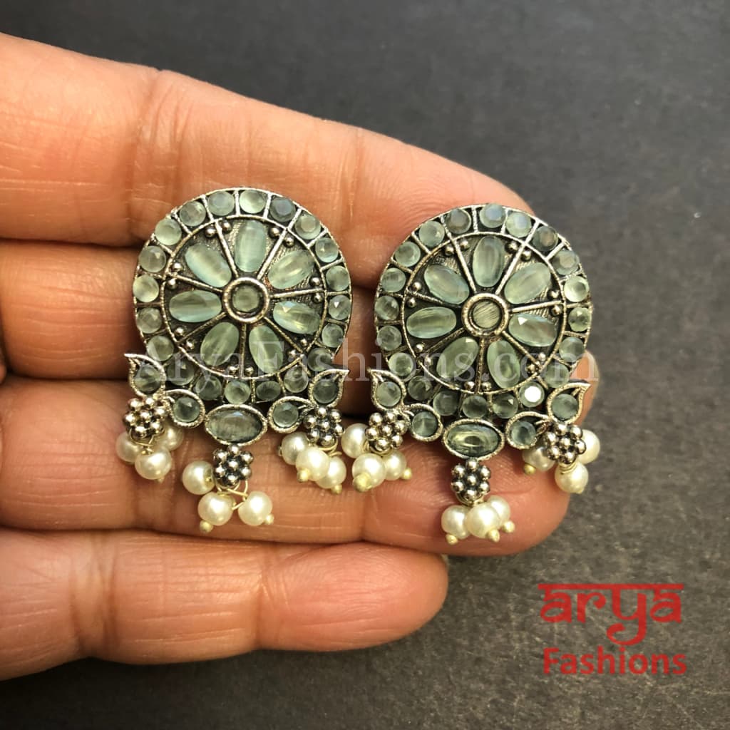 Buy Nityakshi Oxidized silver Big Mirror jhumka Earring for Women Online at  Best Prices in India - JioMart.