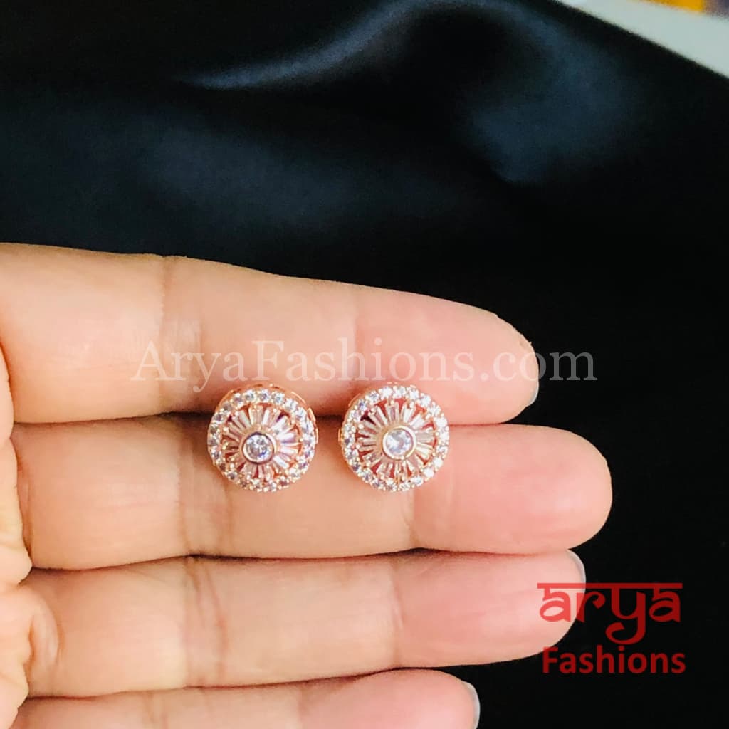 Silver Micro CZ Round Designer Studs