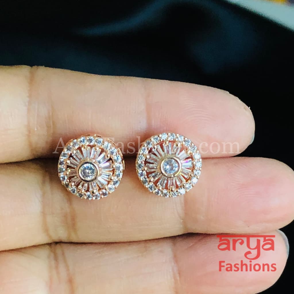 Silver Micro CZ Round Designer Studs