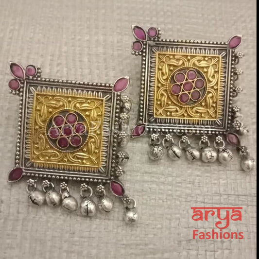 Silver Oxidized/German Dual Tone Chandbali Earrings